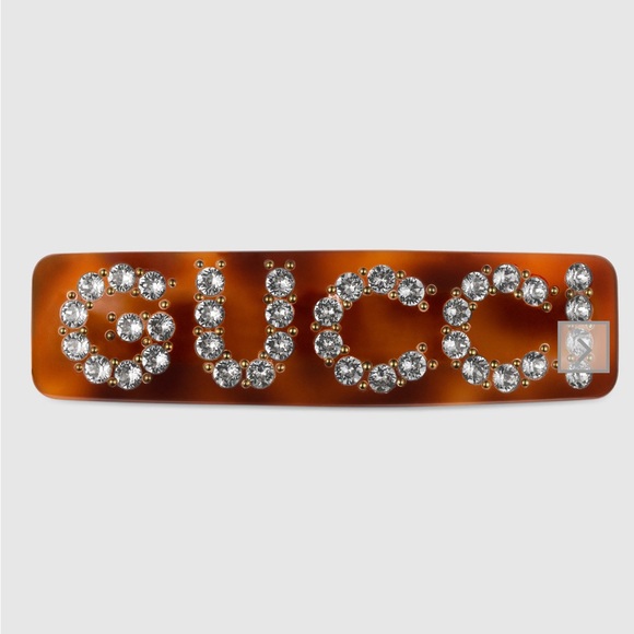 NIB FULL INCLUSION GUCCI CRYSTAL HAIR CLIP BARRETTE TORTOISE RESIN ITALY - Picture 9 of 9